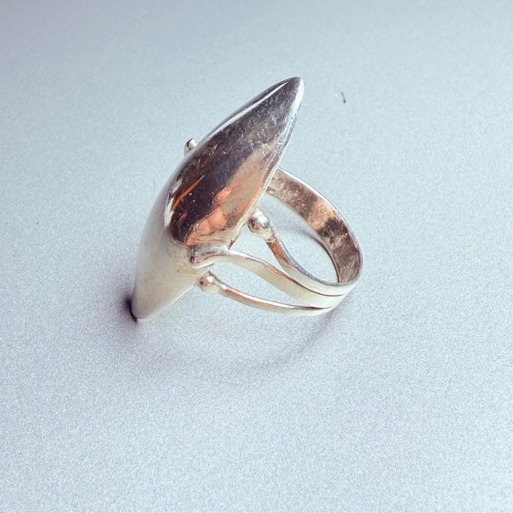 RARE Native American Hopi BIG Torpedo Dome Sterling Silver Modernist Ring VTG - Picture 6 of 8